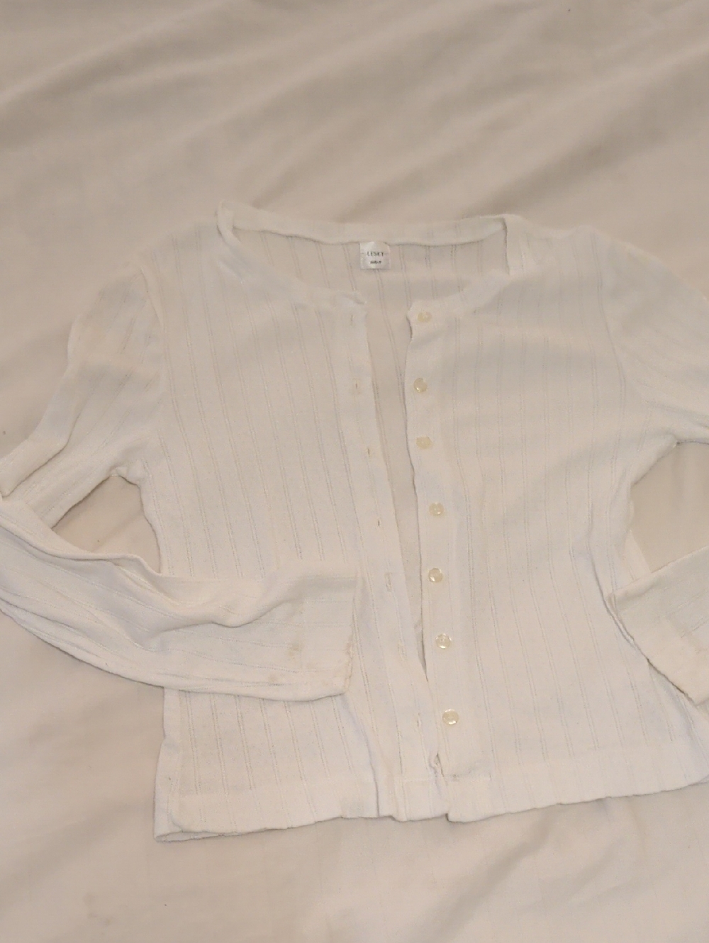 LESET Cream-Ribbed Knit Top